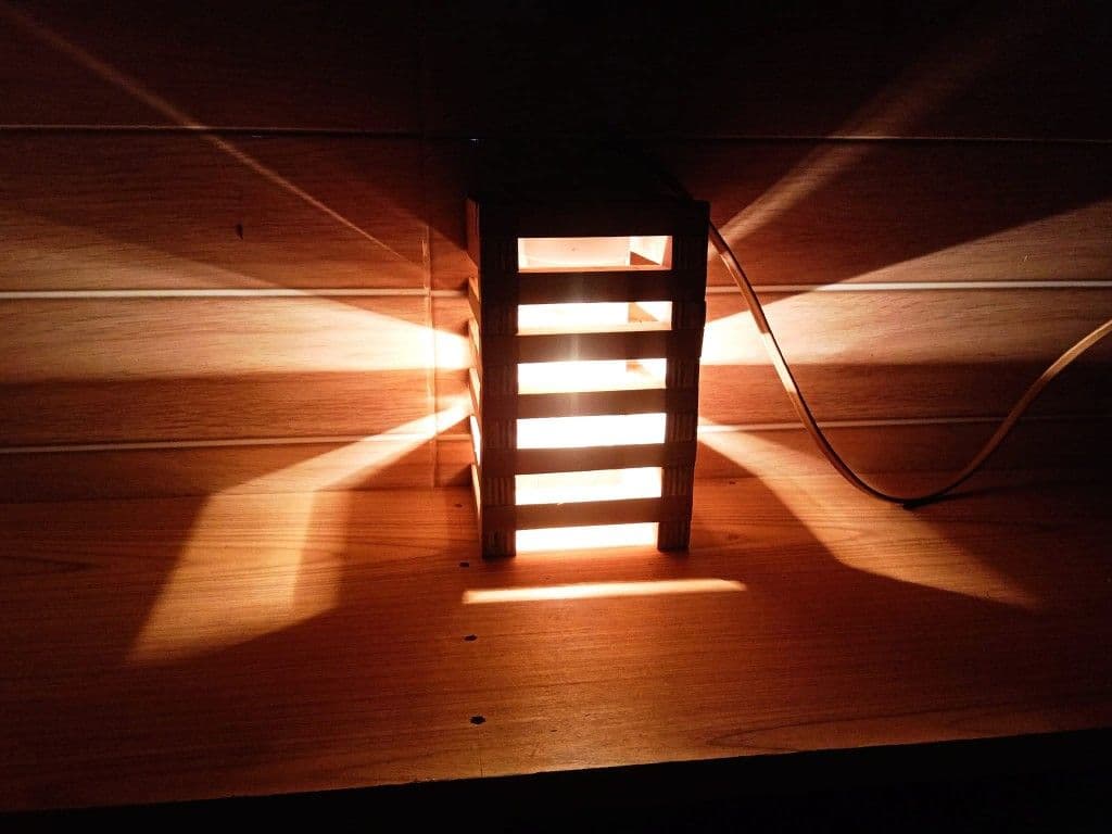 Slatted wood table lamp