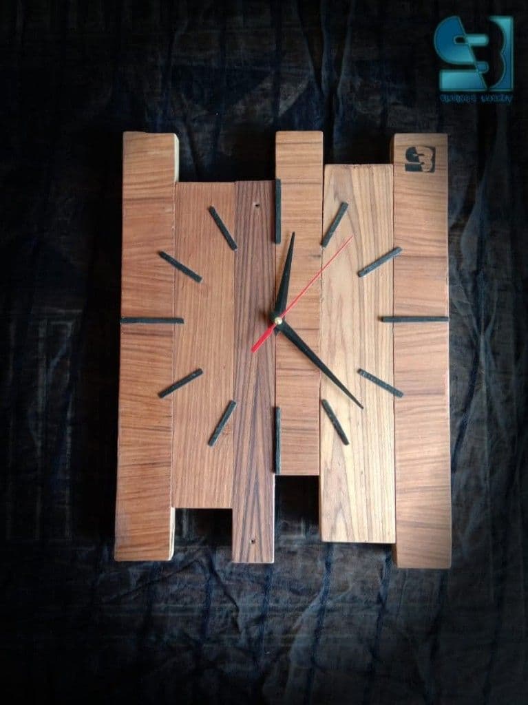 Reclaimed-style plank wall clock